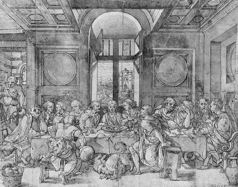 The Last Supper, 1585 (chalk. Pieter Coecke Van Aelst
