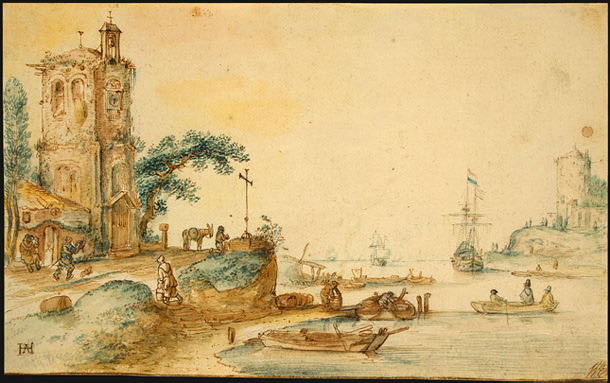 Сцена с башней слева. Хендрик Аверкамп