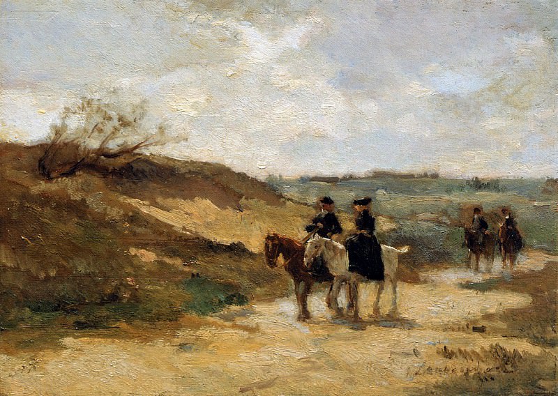 Horsemen in dune landscape. Johannes Evert Akkeringa