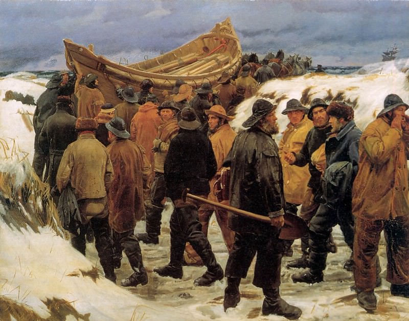 Ancher Michael The lifeboat is taken though the dunes Sun. Michael Peter Ancher