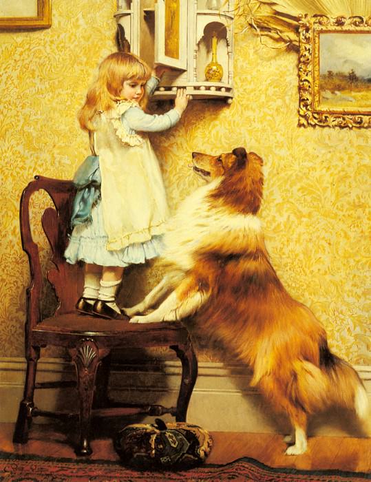 A Little Girl And Her Sheltie. Charles Burton Barber