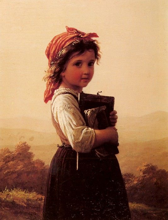 A Little Schoolgirl. Johann Georg Meyer Von Bremen