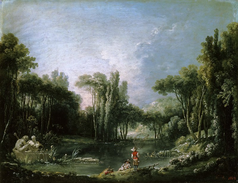 Landscape with pond. Francois Boucher