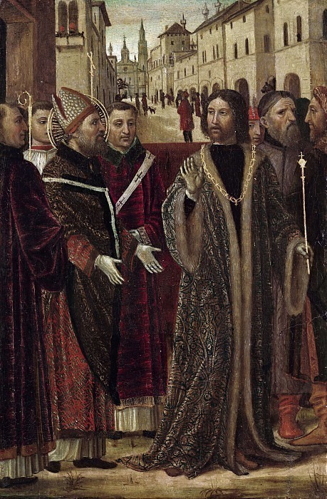 Встреча святителя Амвросия с императором Феодосием. Бергоньоне (Амброджо да Фоссано)