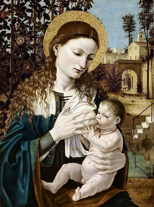 Madonna of the milk (Madonna del latte). Bergognone (Ambrogio da Fossano)