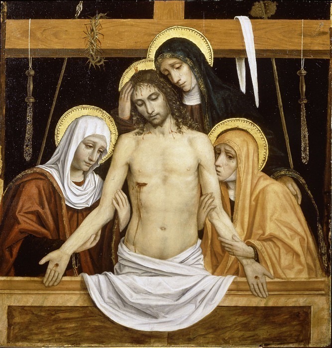 Lamentation of Christ with the three Marys (Polyptych of St. Bartholomew). Bergognone (Ambrogio da Fossano)