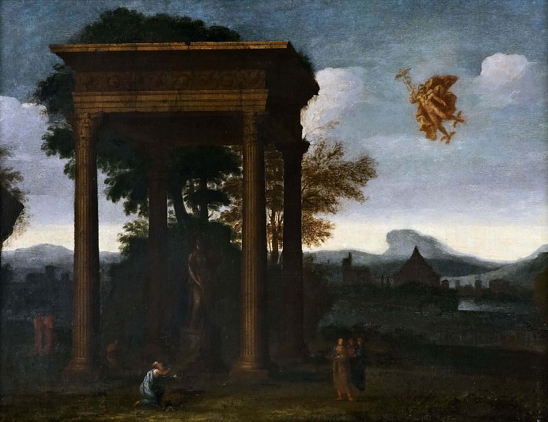 Landscape with Open Portico and Flying Mercury. Agostino Tassi (Attributed)