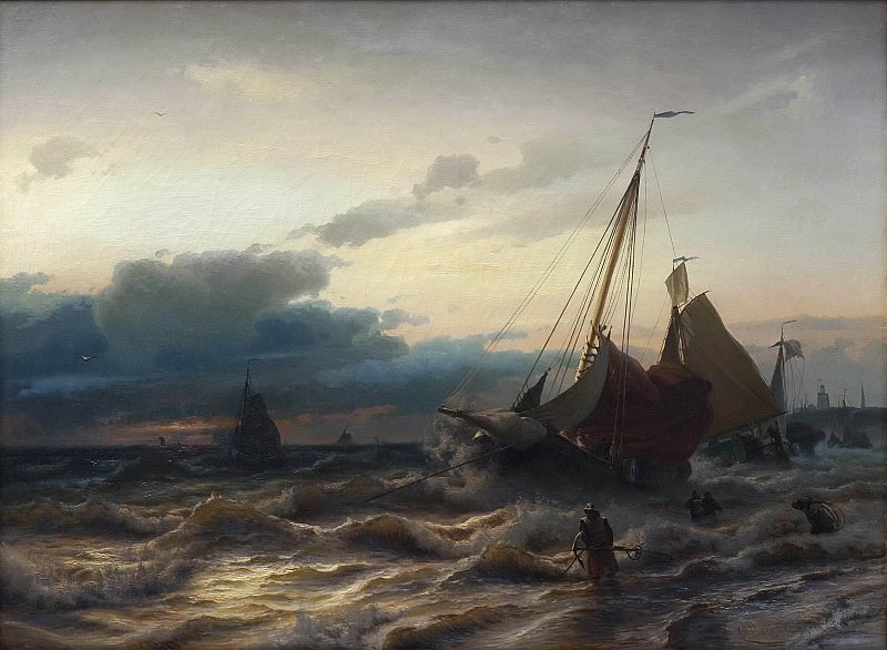 Storm off the Dutch Coast. Scene from Scheveningen