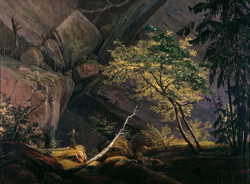 Rocky Landscape with a Monk. Carl Blechen