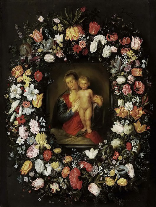 Virgin and Child in a flower garland. Jan Brueghel the Younger