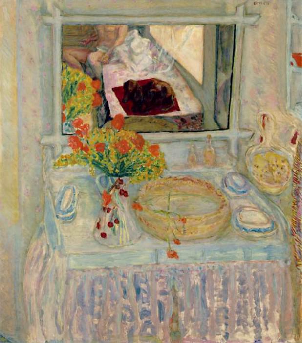 Toilette au bouquet rouge et jaune, 1913. Pierre Bonnard