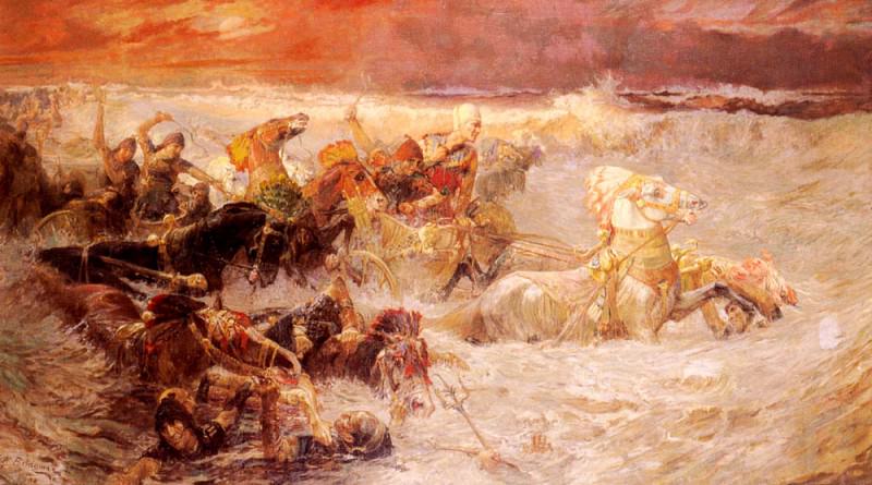 Pharaoh s Army Engulfed By The Red Sea. Frederick Arthur Bridgman