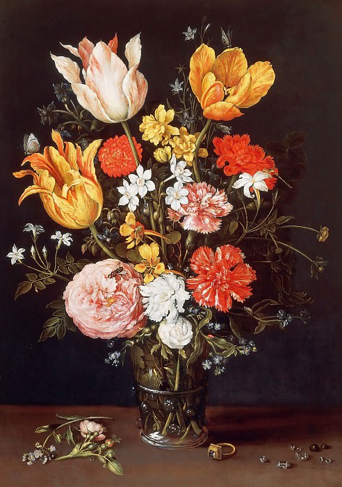 Vase of Flowers with Ring and Diamonds. Jan Brueghel The Elder