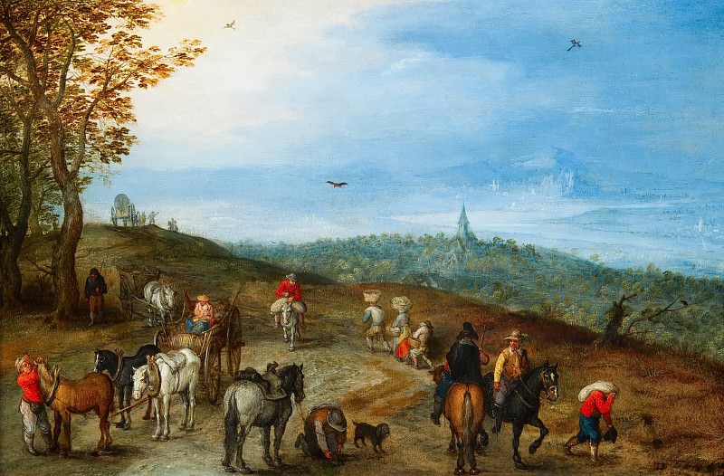 Landscape with travellers. Jan Brueghel The Elder