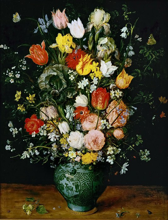 Брейгель, Ян Старший (1568-1625) -- Цветы в голубой вазе. 1608. 66х50.. Музей истории искусств