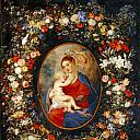 The Virgin, the Child Jesus and angels amid a garland of flowers, Jan Brueghel The Elder
