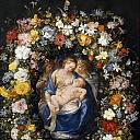 Guirnalda con la Virgen, el Niño y dos ángeles, Jan Brueghel The Elder