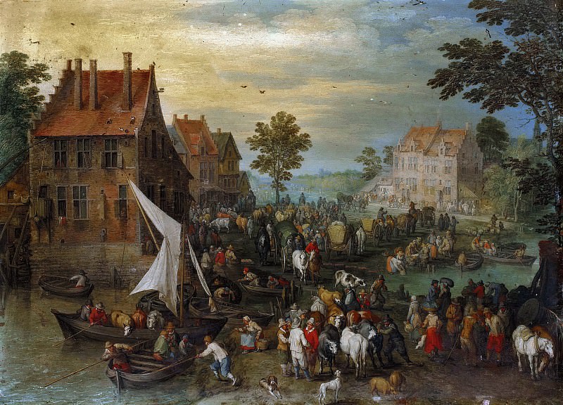 Market day in the village. Jan Brueghel The Elder