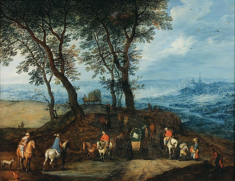 Landscape with travelers. Jan Brueghel The Elder
