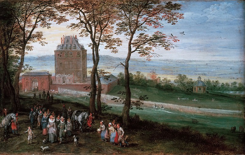Archduke Albrecht and Isabella in front of Mariemont Castle. Jan Brueghel The Elder