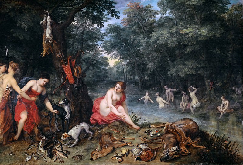 The nymphs of Diana returning from fishing. Jan Brueghel The Elder