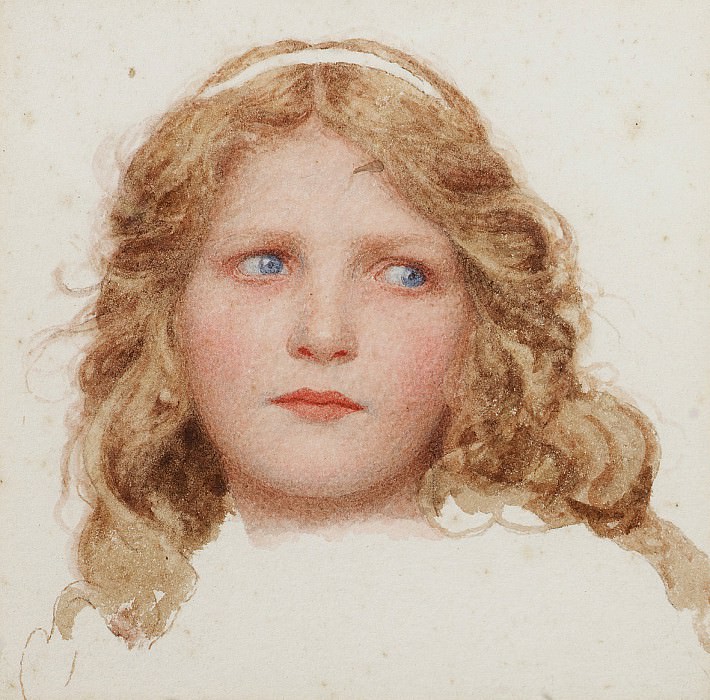 A head study of a young girl. George Lawrence Bulleid