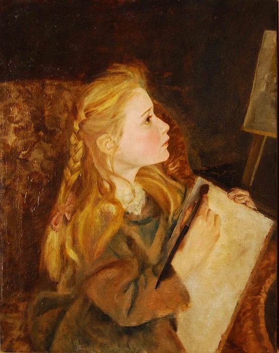 Study of a Girl Painting. George Lawrence Bulleid