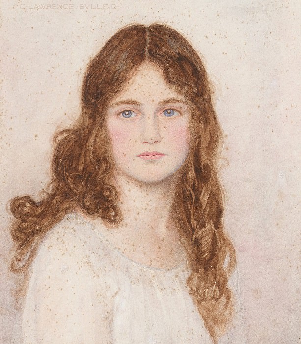 A head study of a young girl with long hair. George Lawrence Bulleid