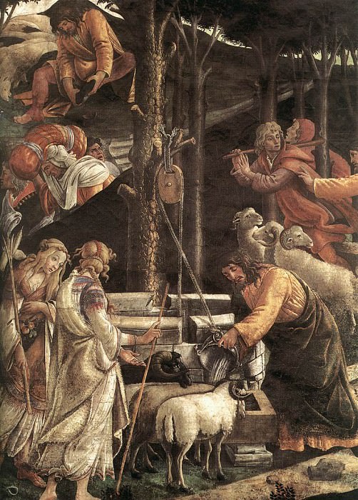 Scenes from the Life of Moses detail. Alessandro Botticelli