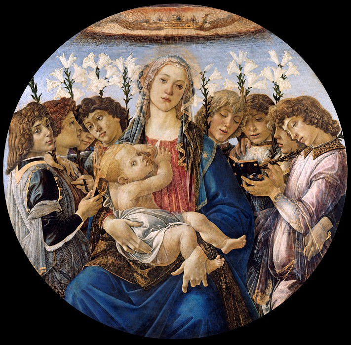 Мадонна с младенцем и восемью ангелами. Сандро Боттичелли