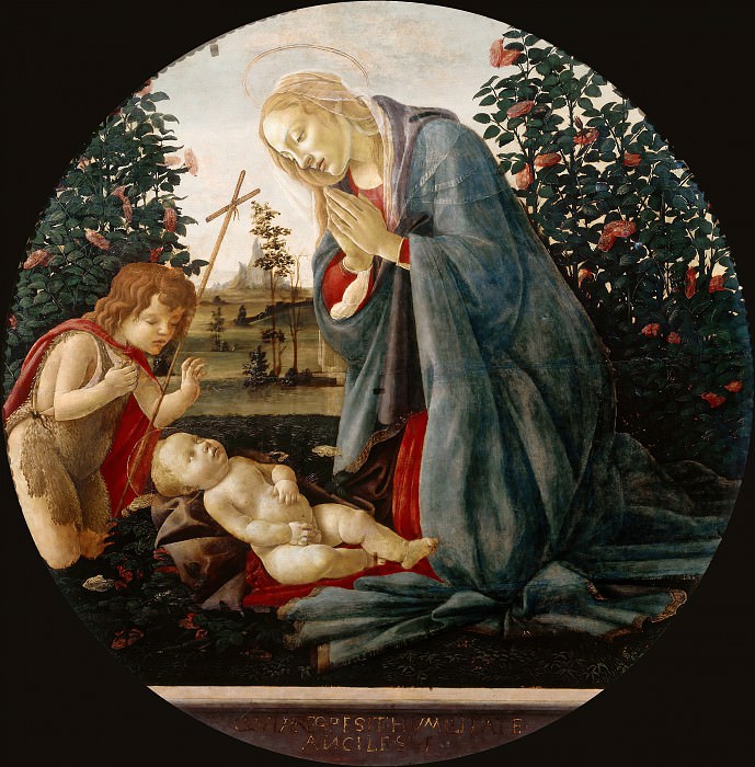 Мадонна с юным Иоанном Крестителем, поклоняющиеся Младенцу Христу, Сандро Боттичелли