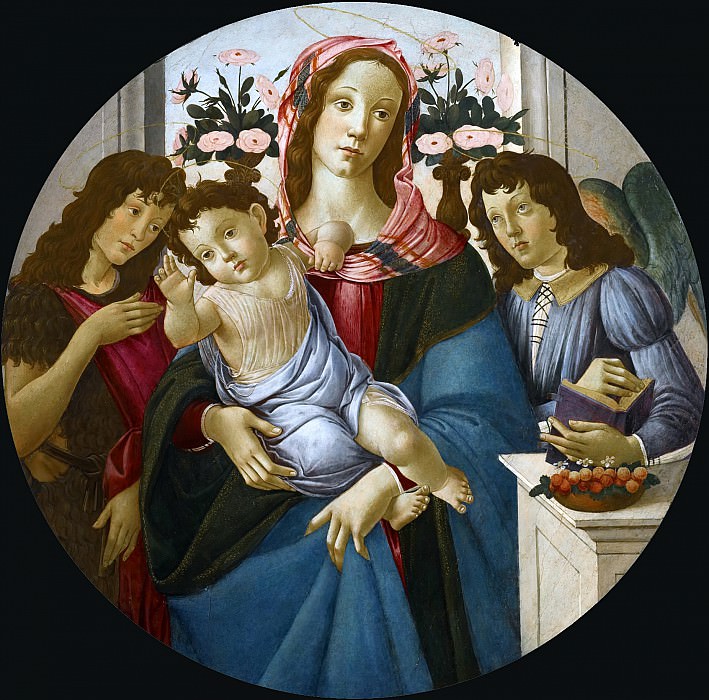 Мадонна с Младенцем, Иоанн Креститель и ангел у окна, Сандро Боттичелли