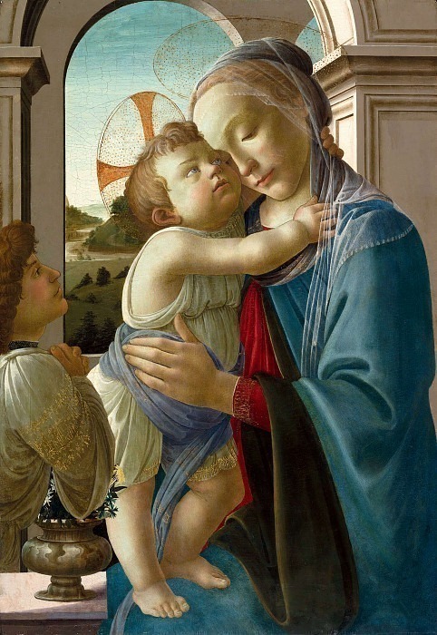 Богородица с младенцем и ангелом. Сандро Боттичелли