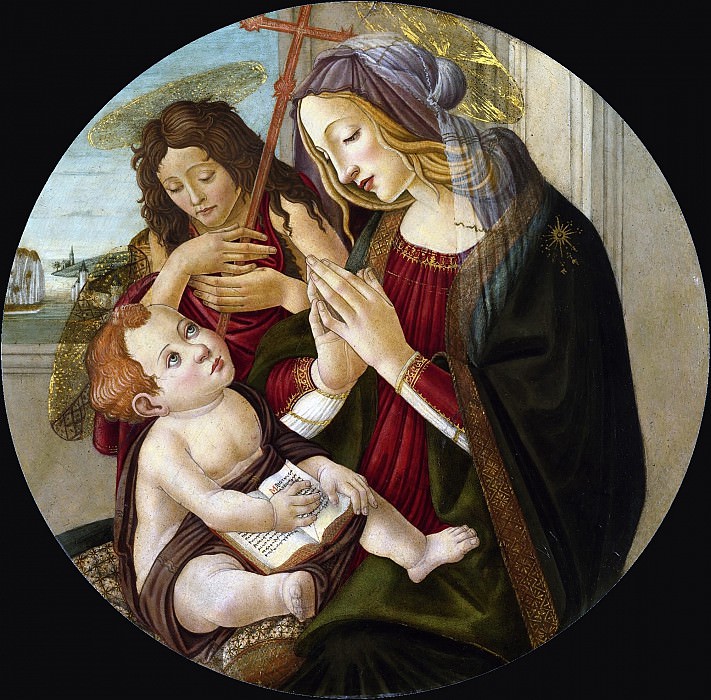 Мадонна с Младенцем и юным Иоанном Крестителем , Сандро Боттичелли