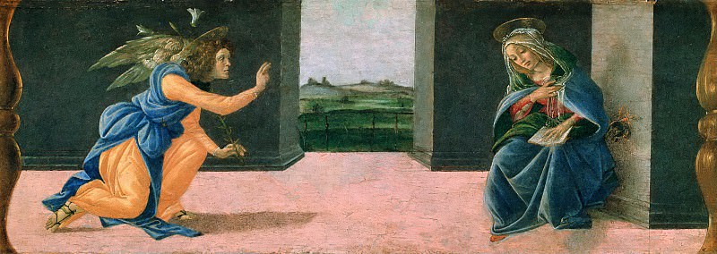 Coronation of the Virgin, predella - Annunciation. Alessandro Botticelli
