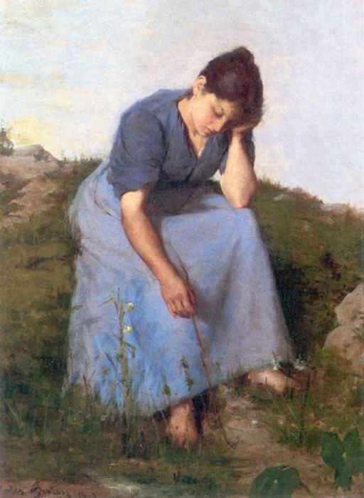 Молодая женщина в поле. Жюль Бретон