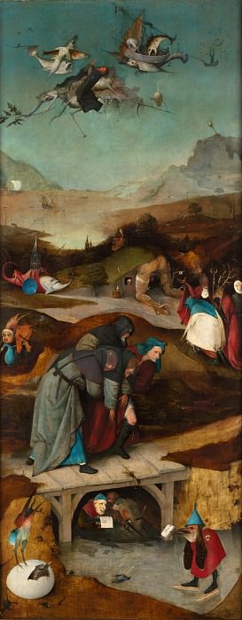 Temptation of St. Anthony, left wing of the triptych. Hieronymus Bosch