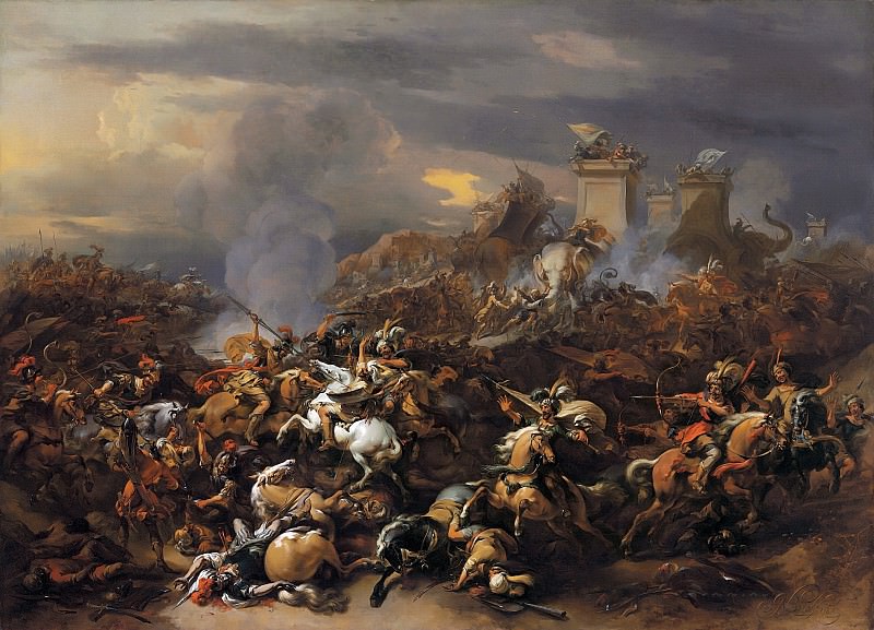 The Battle between Alexander and Porus. Nicolaes (Claes Pietersz.) Berchem