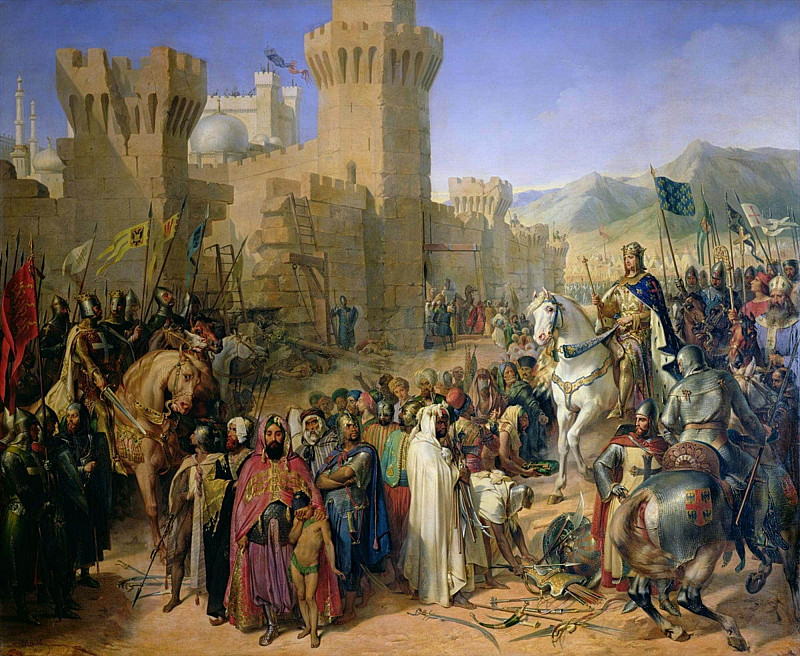 Птолемаида подарена Филиппу Августу (1165-1223) и Ричарду Львиное Сердце (1157-99) 13 июля 1191 г. Мерри-Жозеф Блондель