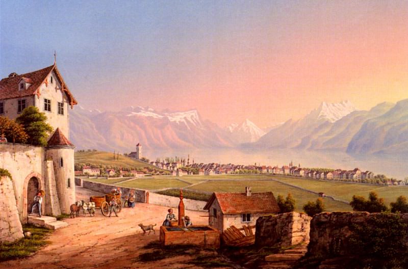Вид на Вевей и его окрестности, Людвиг Блёйлер