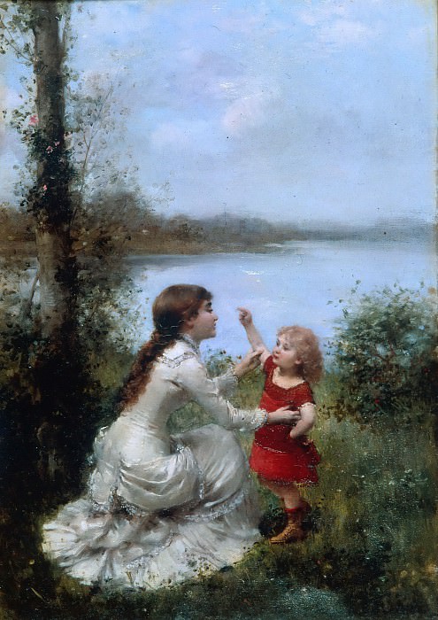 At Play by the Lake. Jules Frederic Ballavoine