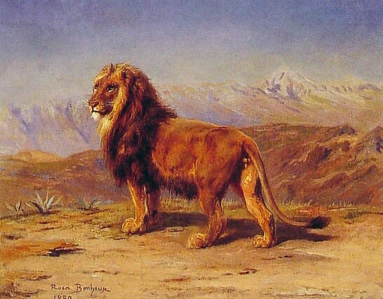 Lion in a Landscape. Rosa-Marie Bonheur