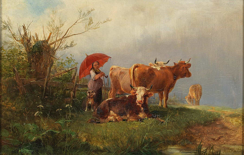 The red umbrella; Der rote Schirm. Anton Braith