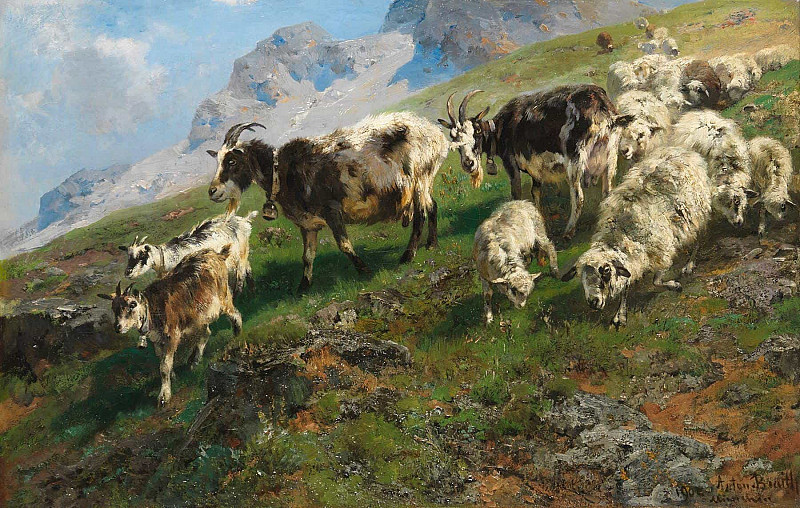 Cattle drive; Almabtrieb. Anton Braith