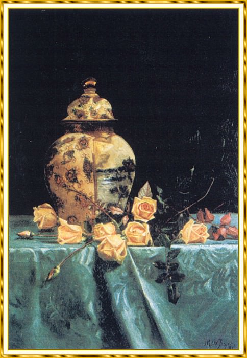 Натюрморт с розами и вазой. Марта Бэйр