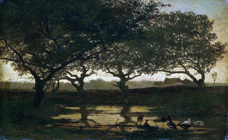 Forest pond at sunset. Albert Bilders