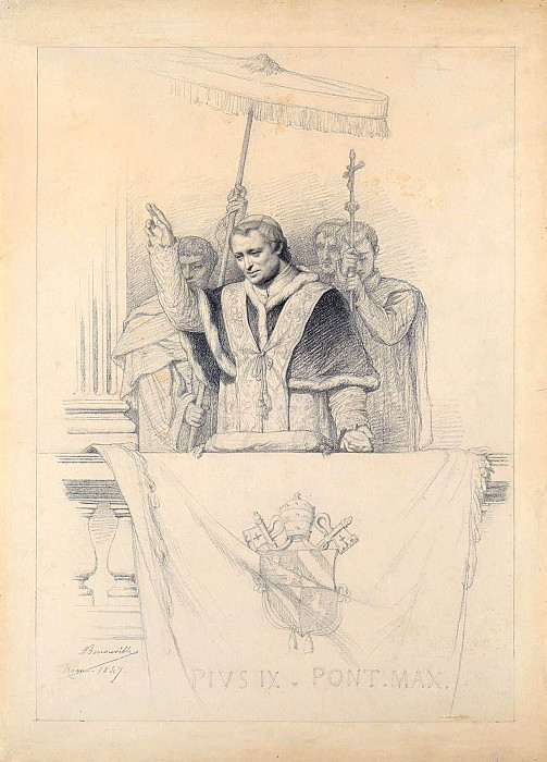 Pope Pius IX Imparting the Blessing Urbi et Orbi. Francois-Leon Benouville