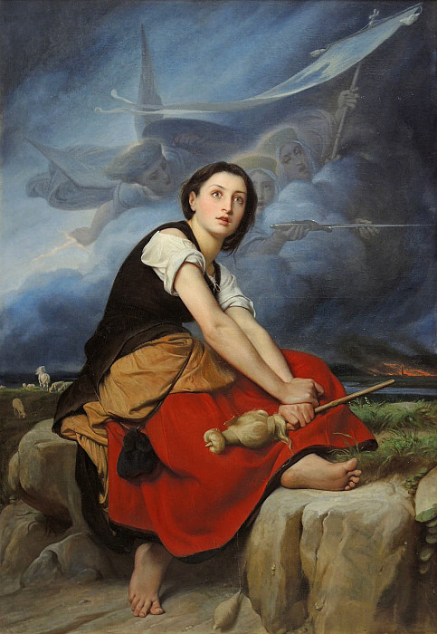 Joan of Arc listening to her voices; Jeanne d’Arc écoutant ses voix. Francois-Leon Benouville