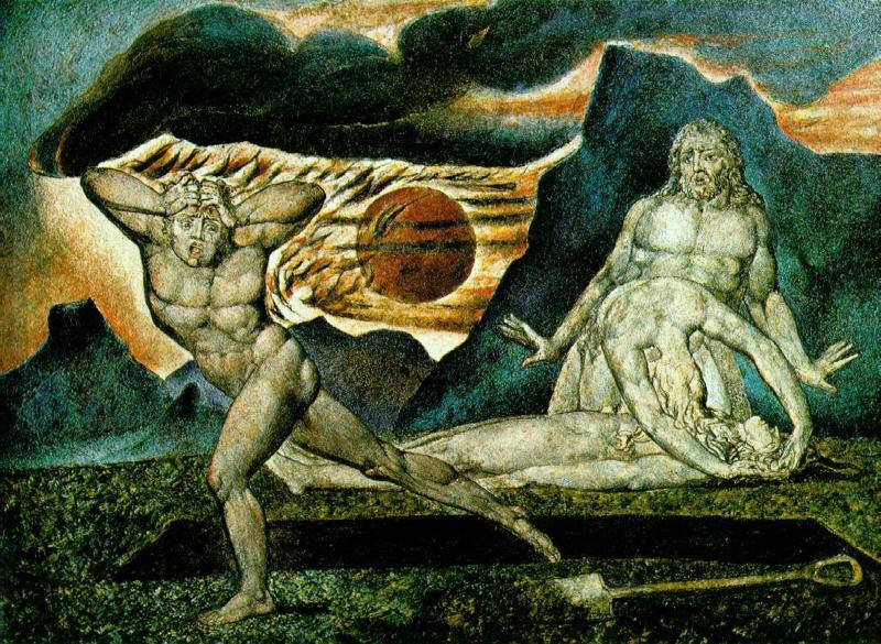 THE BODY OF ABEL FOUND BY ADAM & EVE, 1825, WATERC. William Blake