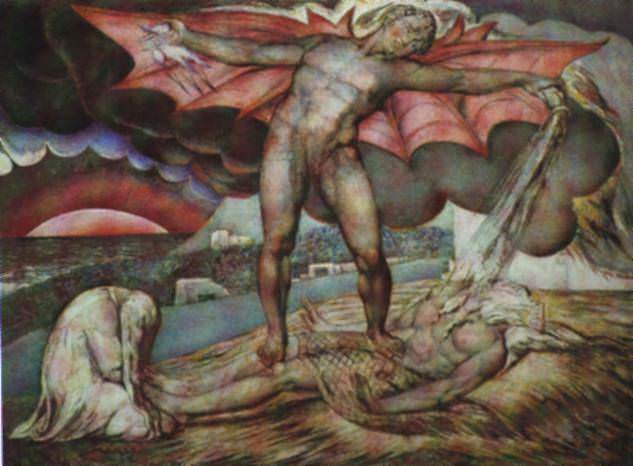Сатана, изъязвляющий тело Иова. Уильям Блейк
